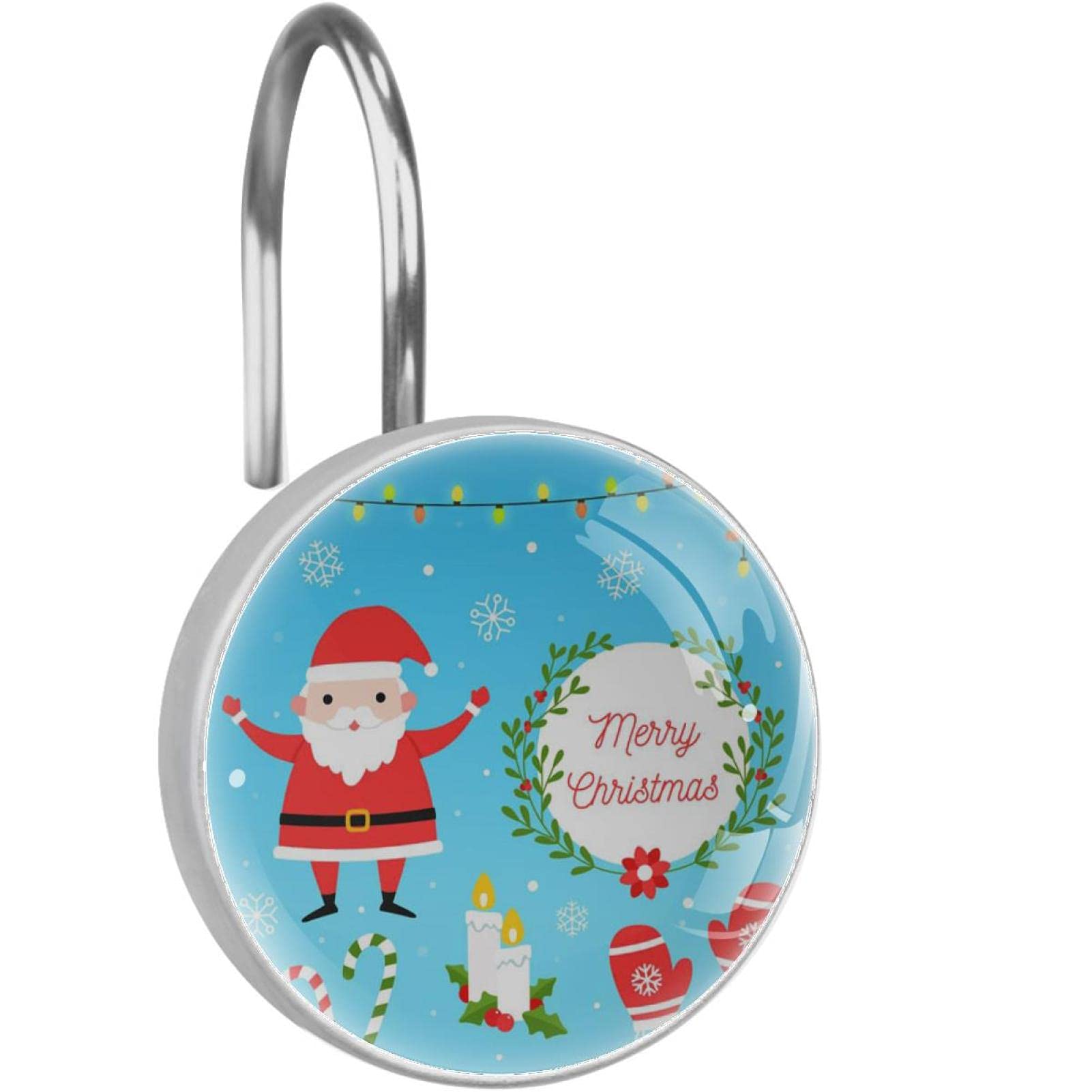 Set Da 12 Ganci Per Tenda Doccia In Acciaio Inox Con Anelli Decorativi In Cristallo - Rotondi E Antiruggine - 5