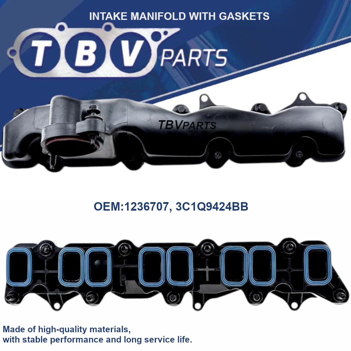 Collettore di aspirazione con guarnizioni · Compatibile con motori 2.4 Di e 2.4 TDCi · OEM 1236707, 3C1Q9424BB, 88538, 7519553, 89553 · Veicoli commerciali e telaio cabina