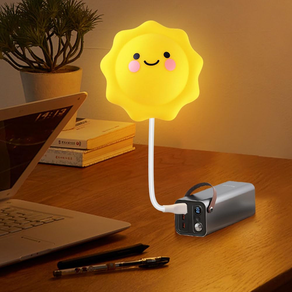 LunriwisChildren's Night Light Sun Night Light Baby LED Light, Bendable Multi-Angle Adjustable Sun Light USB Interface Direct Plug-in Simple and Easy to Use Children's Birthday Gift Decoration