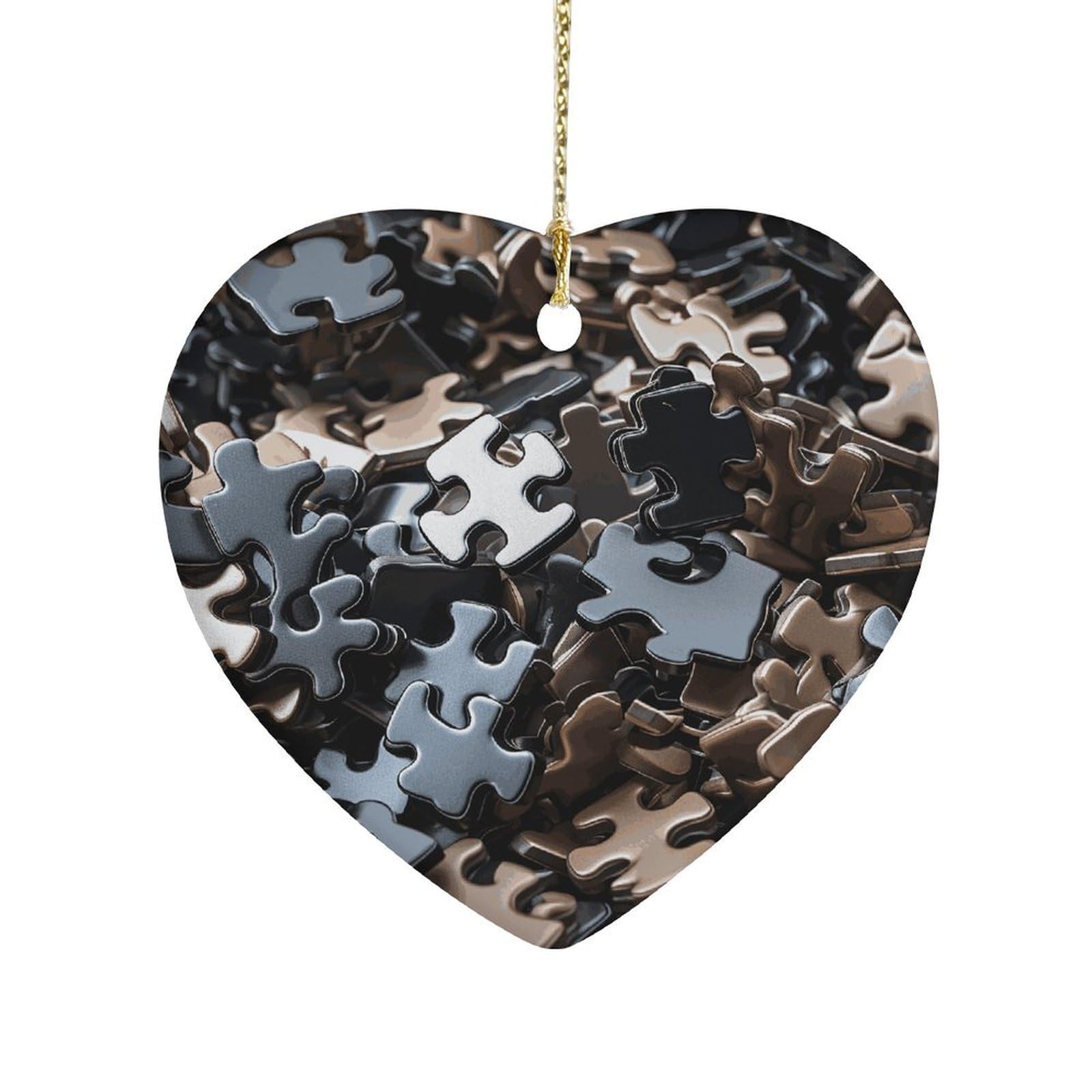 Fekiloot Style A Bunch Of Puzzle Pieces Ceramic Ornament Home Decor Keepsake