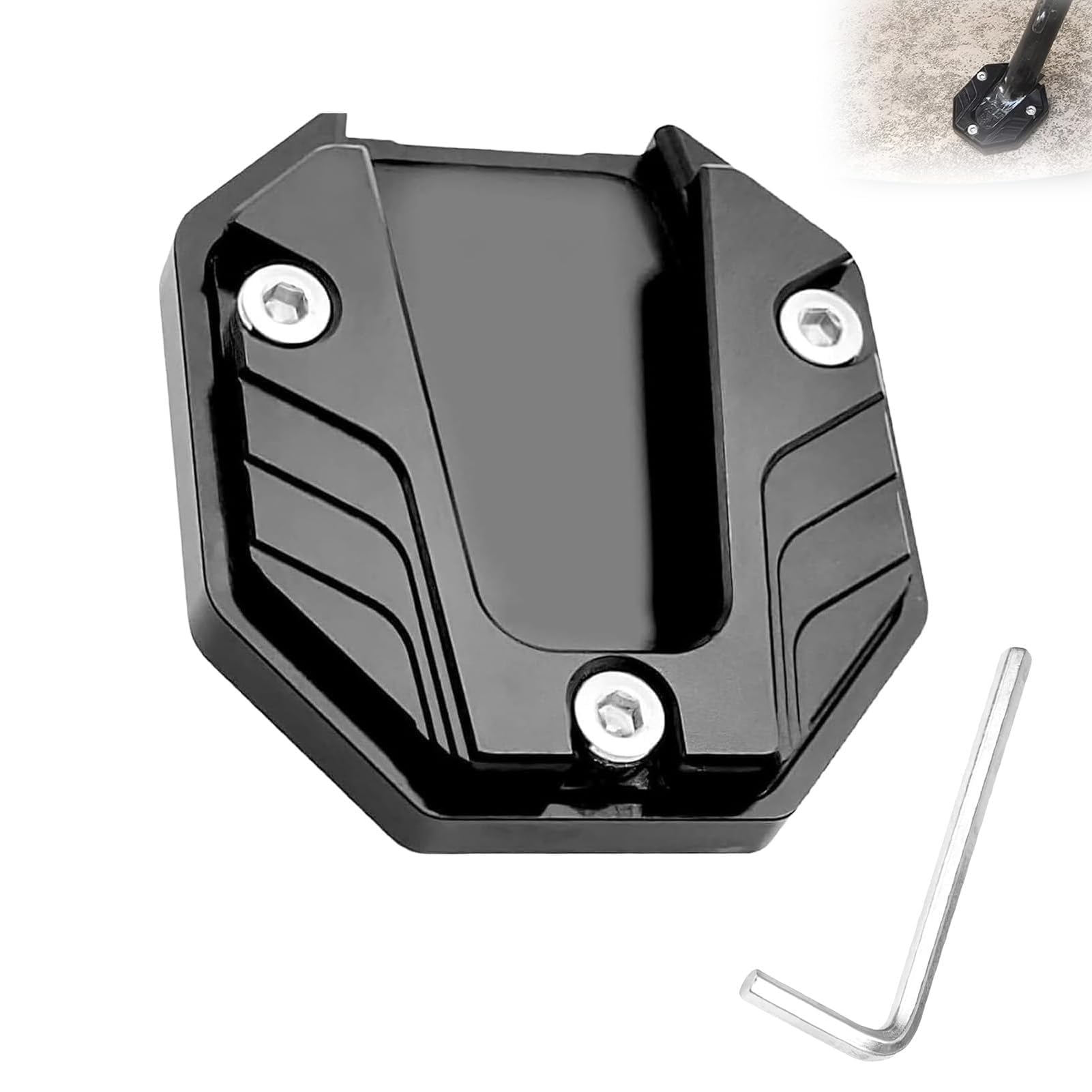 ONEMAJI Side Stand Extension Plate for Voge Brivido 125R, Motorbike Kickstand Enlarger Pad Motorcycle Parking Support Foot Bike Base Extender,Black