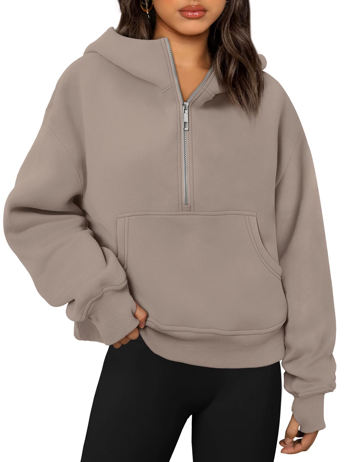 EFANHalf Zip Pullover Sweatshirts for Women Quarter Zip Up Hoodies Fleece Sweaters Fall Fashion Outfits 2023 Winter Clothes