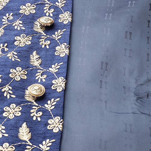 Image of SOJANYA (Since 1958 Men's Cotton Linen Maroon Kurta and White Pyjama with Mustard Cotton Nehru Jacket