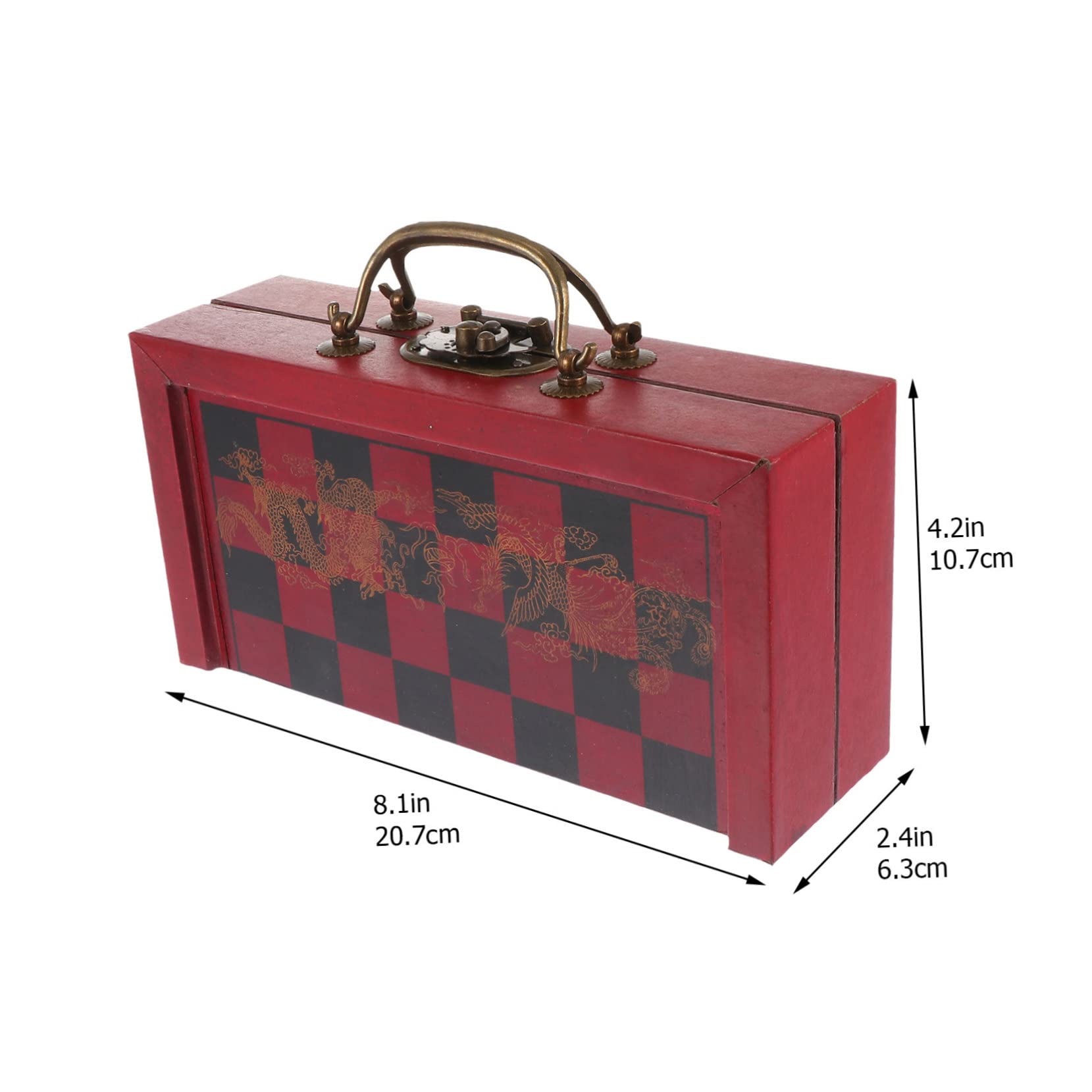 Scacchiera Pieghevole Rossa in Legno e Lega, Set 1 Pezzo | Oggetto Scenico Creativo, Facile da Trasportare, Design Stabile, per Scacchi Decorativi e Giochi da Tavolo