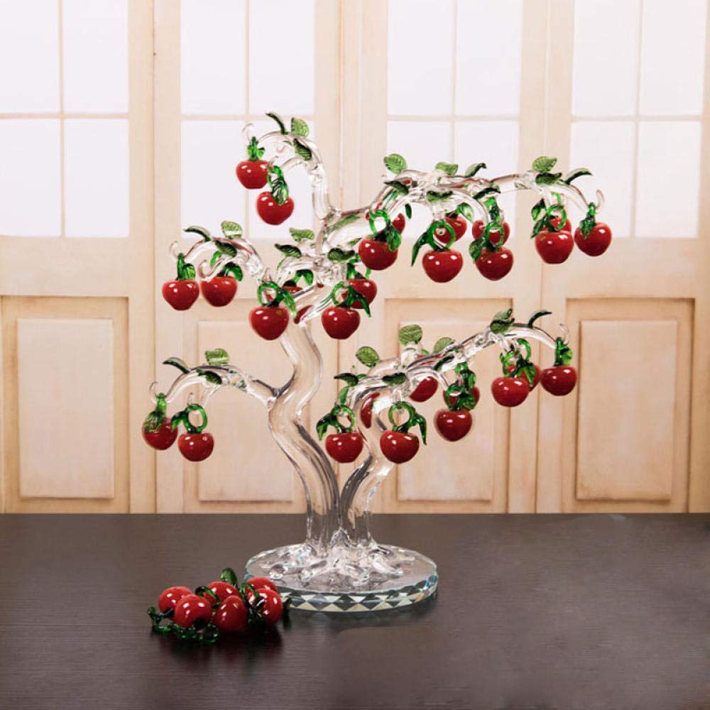 MCWJ Cristal Cristal Cerezo estatuillas artesanía fengshui Ornamento casa decoración navideño año Nuevo Regalos Souvenirs decoración Adorno-6 PCS CERRRIAS ÁRBOL