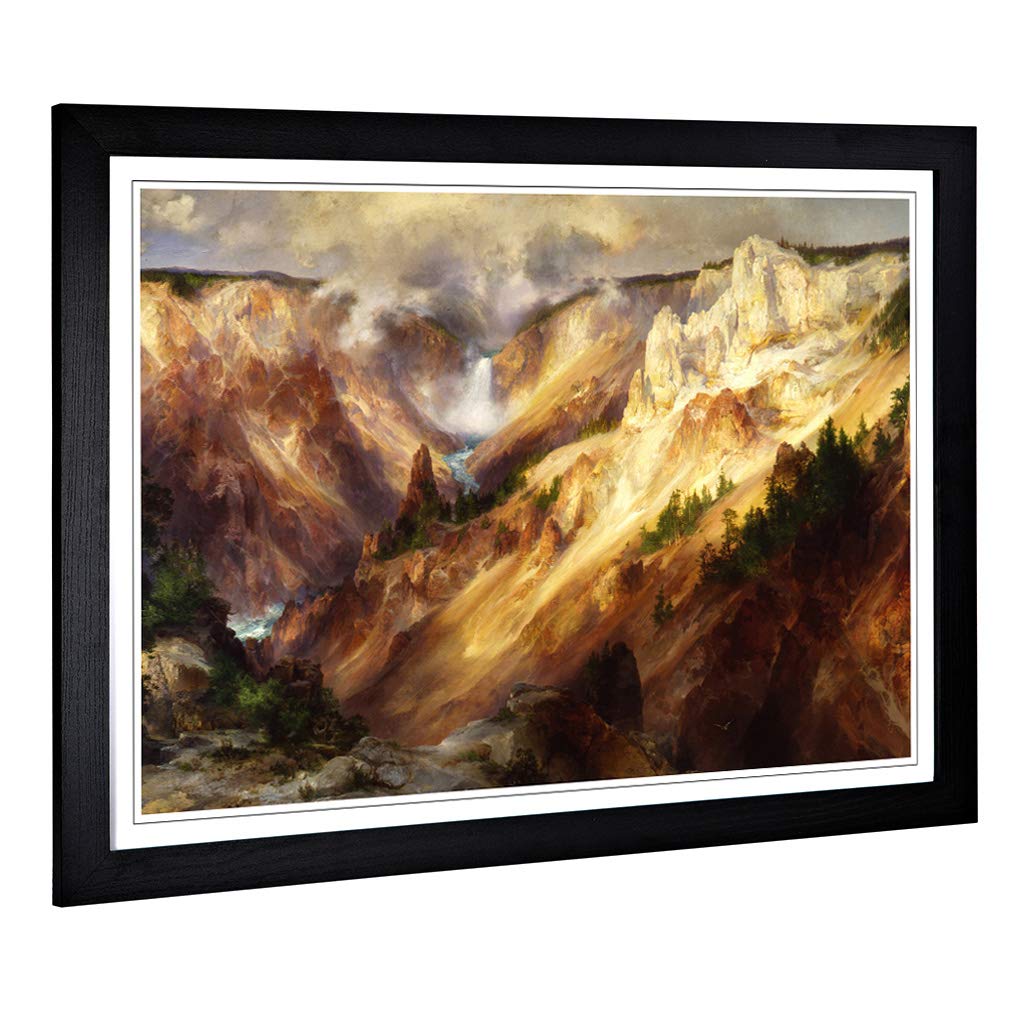 Big Box Art Framed Print of Thomas Moran Grand Canyon of Yellowstone Design | Wall Art Picture | Home Decor for Kitchen, Living Room, Bedroom, Hallway, Black, A2 / 24.5x18 Inch / 62x45cm