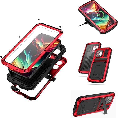 Miniatura 1 de Funda para iPhone 15 Pro Max de cuerpo completo, protección resistente, aluminio resistente Stan de grado militar, metal de goma con pantalla