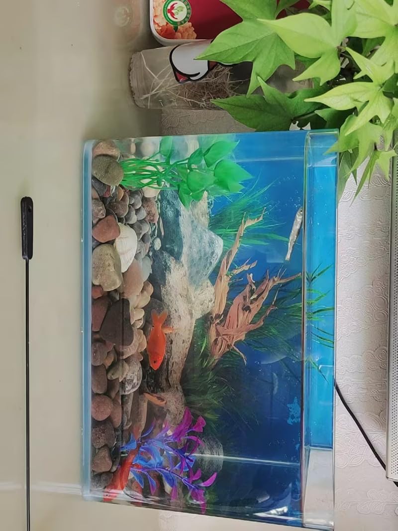 2 Pezzi Acquario Poster Sott'Acqua Fish Tank Sfondo Poster Addensare Adesivo PVC Statico Adesivo Sfondo Carta Decorativa Adesivi (30 * 62cm)