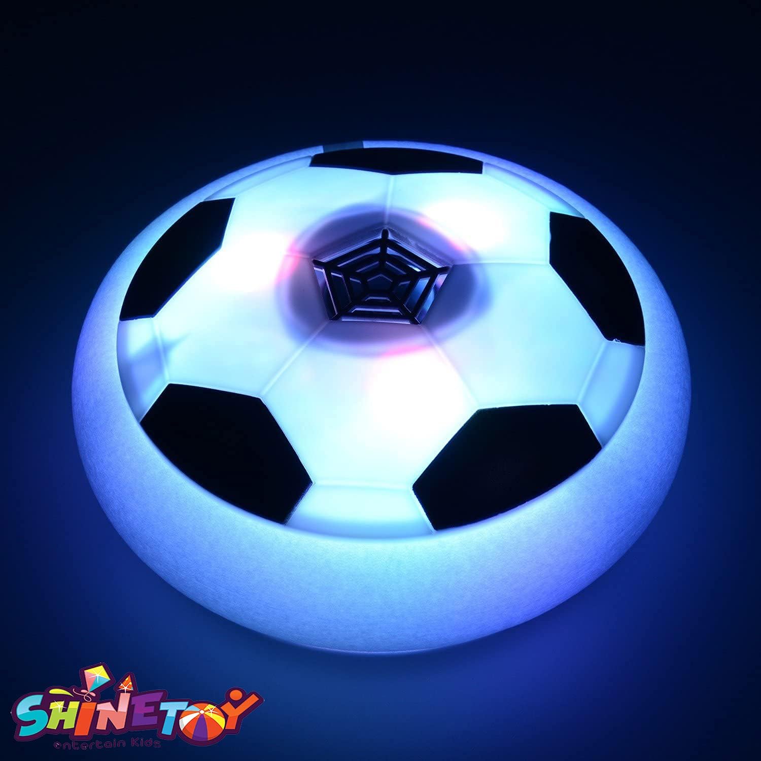 Pinzu Air Power Soccer Football Hover Disc Toy with Foam Bumpers and Light-Up LED Lights, Kids Sports Ball Game for Indoor & Outdoor Play, Gift for Children 1