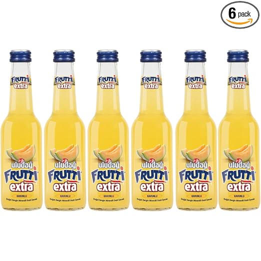 ULUDAG FRUTTI EXTRA SPARKLING NATURAL MINERAL WATER AND MIXER | NO PRESERVATIVES | SODA | TONIC WATER | MELON FLAVOUR (PACK OF 6 BOTTLES , 250ML EACH)