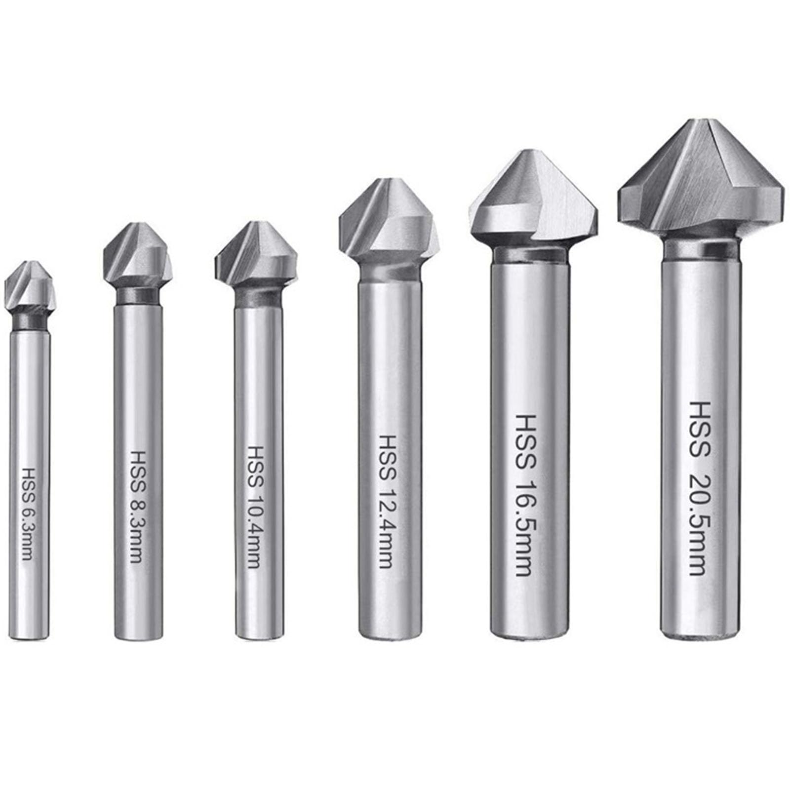 Foret à Fraiser Conique 6 Pièces Hss Foret à Fraiser Foret Metal, Foret Fraise Metal Foret Titane Metaux Chanfreiner Hss 90 Degrés, Revêtements En Titane (6,3/8,3/10,4/12,4/16,5/20,5 mm)