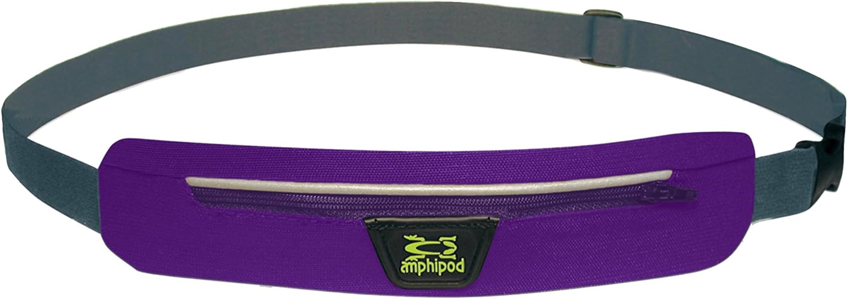 Amphipod AirFlow MicroStretch Belt, Ultra-Light Minimalist Runners Waist Pack Bag for Running, Jogging, Men & Women - Purple/Silver - L