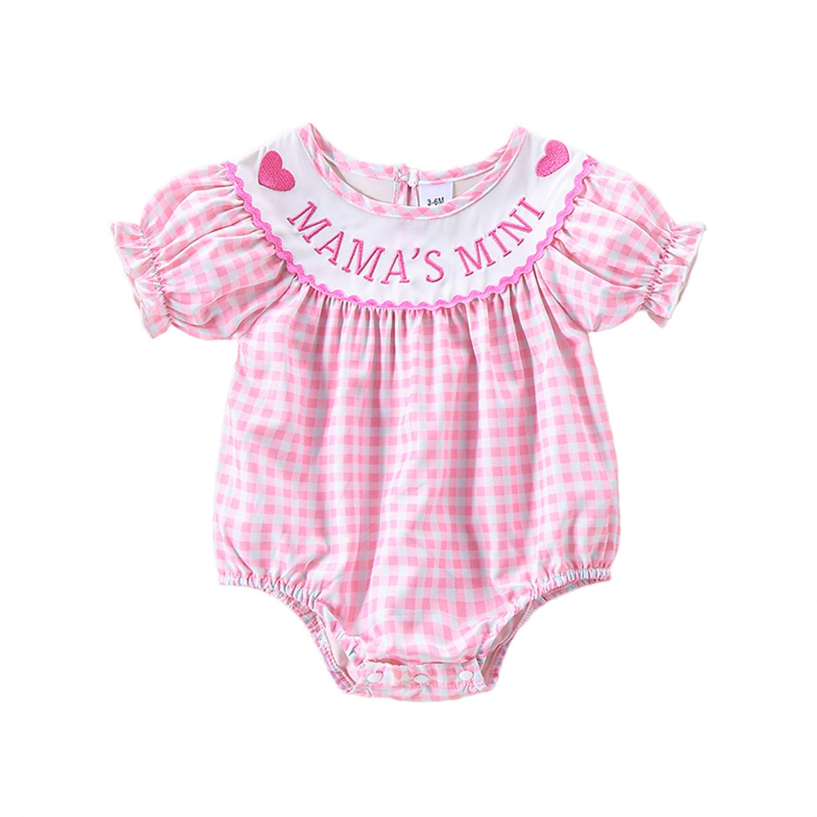 aporake Smocked Baby Girl Clothes Infant Toddler Mama's Mini Cute Plaid Bow Bubble Romper Shirts Newbron Girl Summer Outfit (Pink Plaid, 18-24 Months)