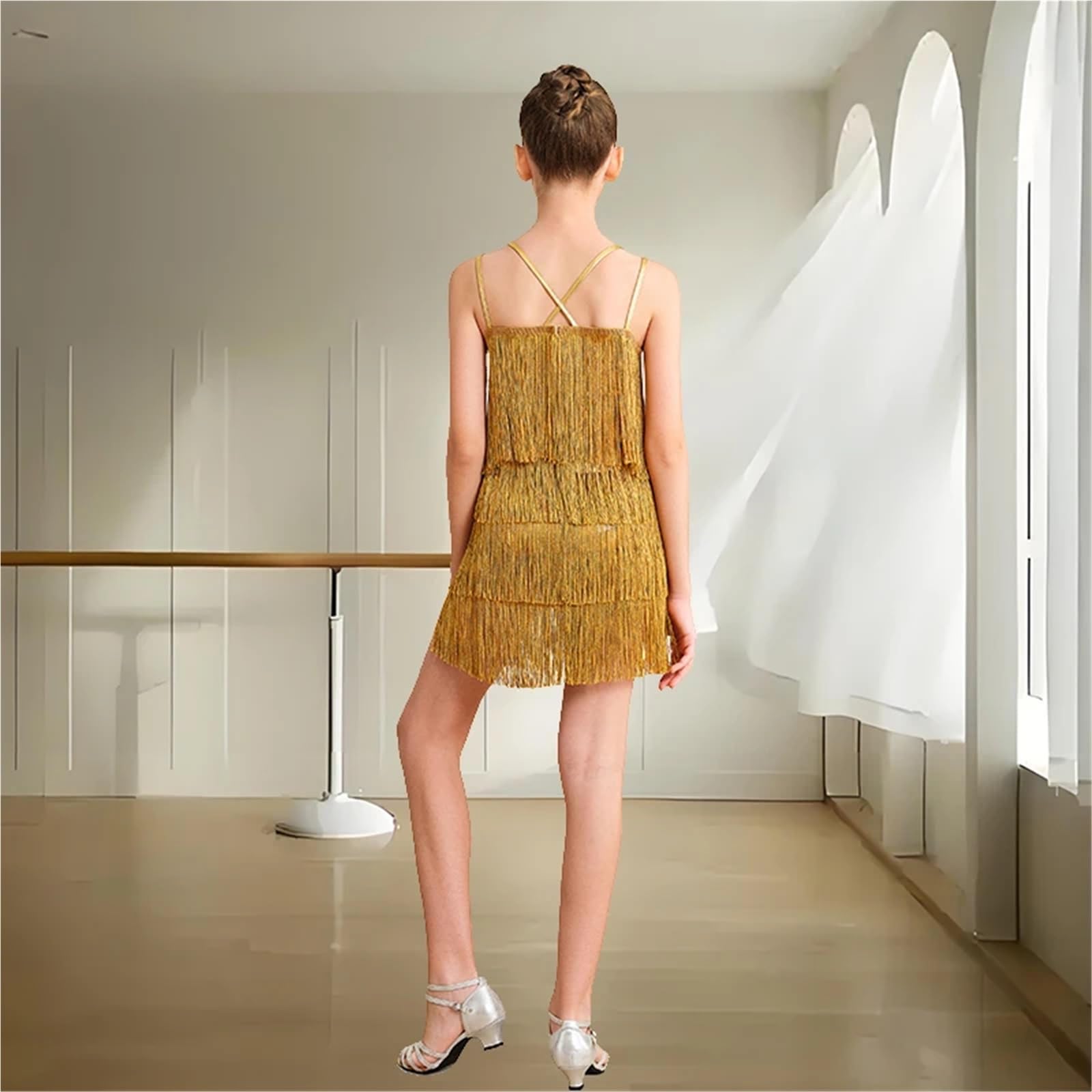 Vestito Donna Abito da Ballo con Frange e Paillettes for Ragazze, for spettacoli di Danza