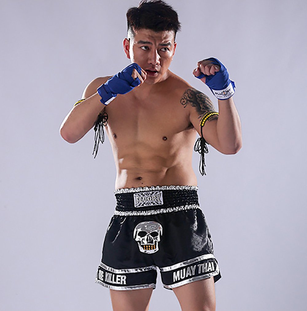 FLUORY Muay Thai Shorts, MMA Fight Shorts Ropa de Entrenamiento Jaula Lucha Grappling Artes Marciales Kickboxing Shorts Ropa