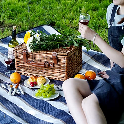 HappyPicnic Extra Large Picnic Blanket Rug,87"X 67"Handy Mat with Waterproof Backing, Oversized Portable Lawn Blanket or Sandproof Beach Mat for Outdoor Camping