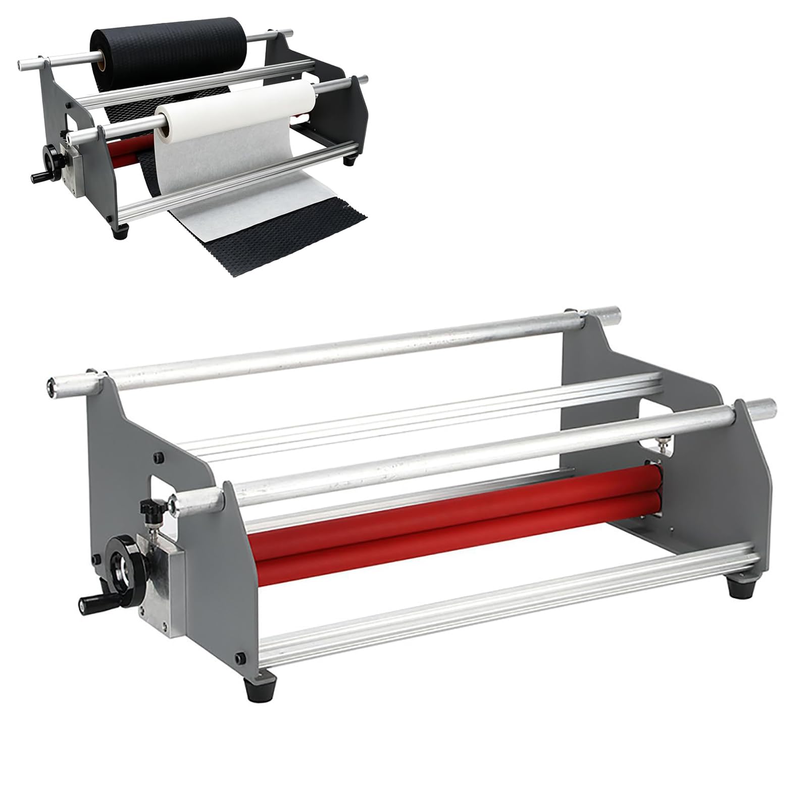 Manueller Wabenpapierspender für Verpackungen, geeignet für 55-cm-Rollen, einstellbare Spannung, Stahlrahmen