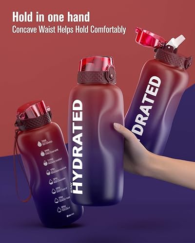 Miniatura 6 de Gohippos Botellas de agua con tiempos para beber, botella de agua de 32 onzas con pajilla, botella de agua motivacional para gimnasio, escuela,