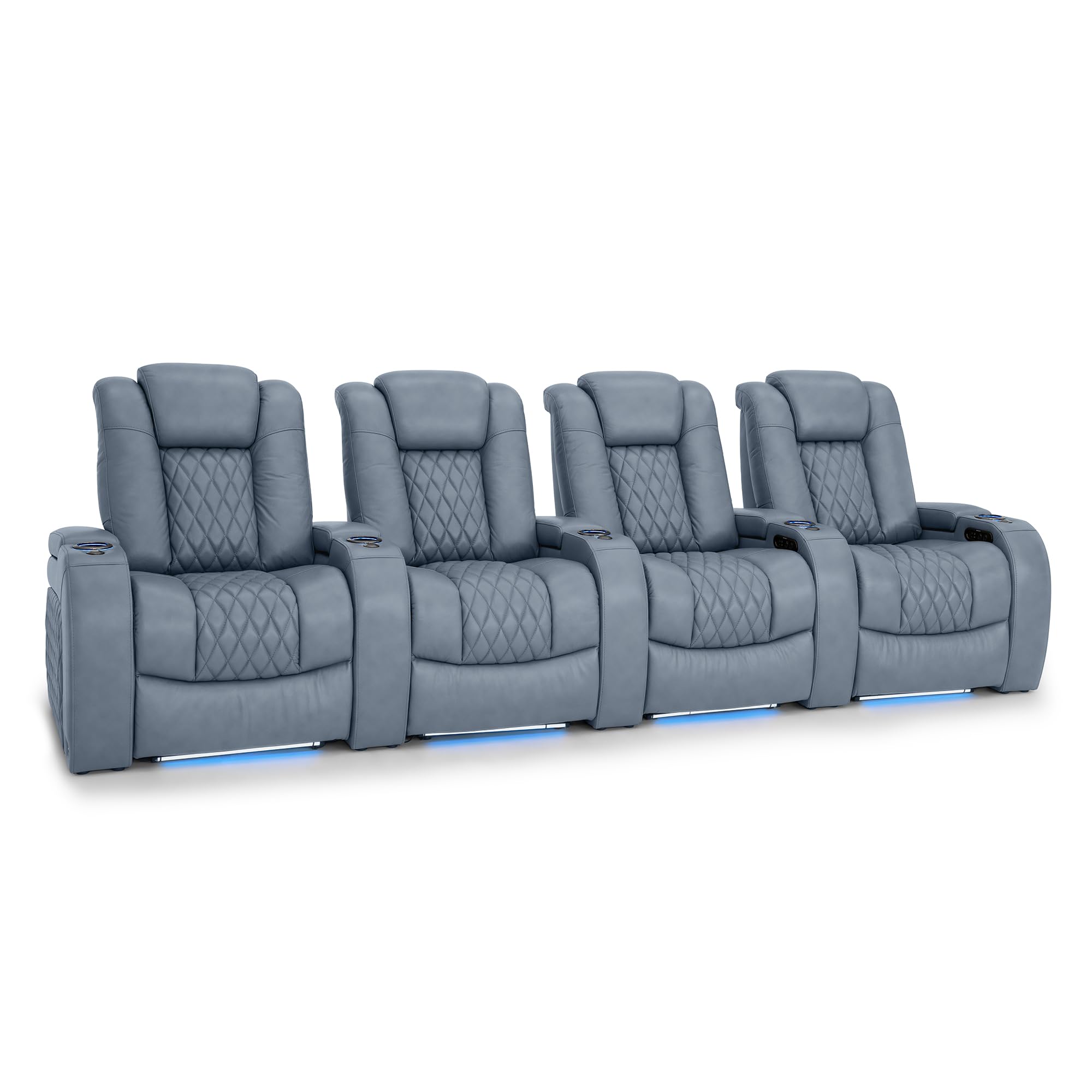 Seatcraft Diamante Home Theater Seating Smokey Blue Row of 4