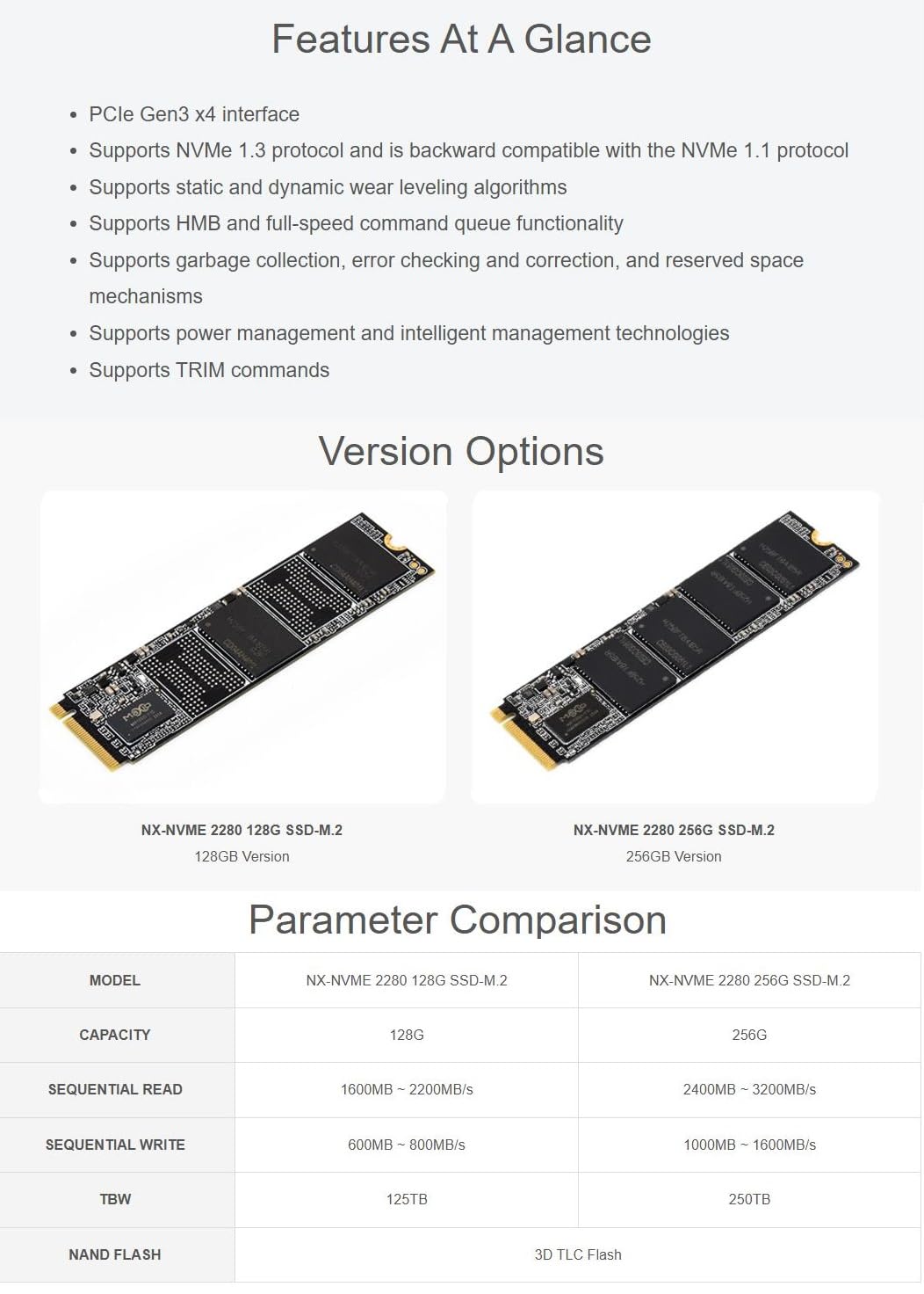 Amazon | NX M2 NVME 2280 128GB 高速ソリッド ステート ドライブ 3D