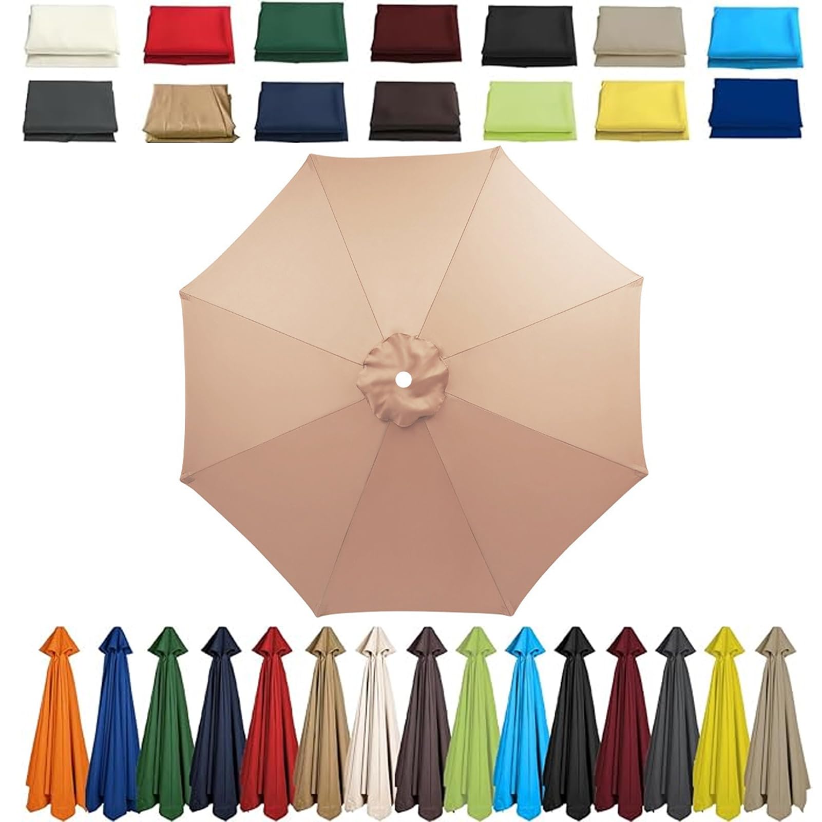Duży, wodoszczelny parasol ogrodowy, 2 m, 2,5 m, 3 m, 3,5 m/4 m, ochrona przed słońcem UV50+, na taras, plażę, basen, trawnik i pokład – wytrzymała konstrukcja z 6/8 podporami (beżowy)