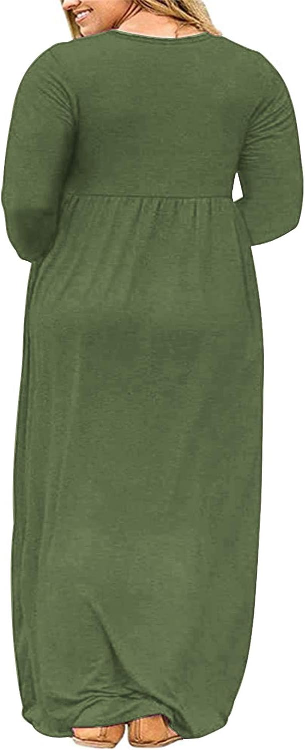 KARALIN Women's Plus Size Maxi Dresses for Curvy Women Long Sleeve Casual Dress - Image 2
