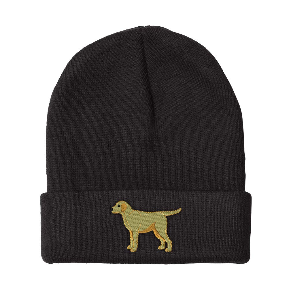 Speedy Pros Beanies for Men Yellow Labrador Embroidery Dogs Labrador Winter Hats for Women Acrylic Skull Cap 1 Size Black Design Only