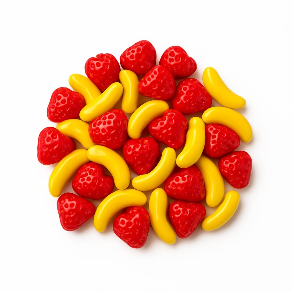 Snack Attack Silly Strawberry & Banana Dextrose Hard Candy – Fun Fruit Shapes, Gluten & Peanut Free, Bulk 3lb Bag – Ideal for Parties, Gifts & Kids