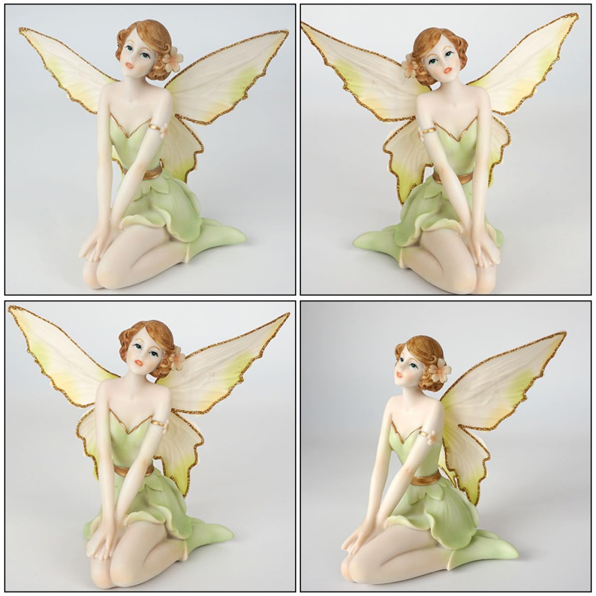 Figura de Ángel de Resina Pintada a Mano, Decoración Elegante para Dormitorio o Boda, Obsequio para Niñas y Manualidades