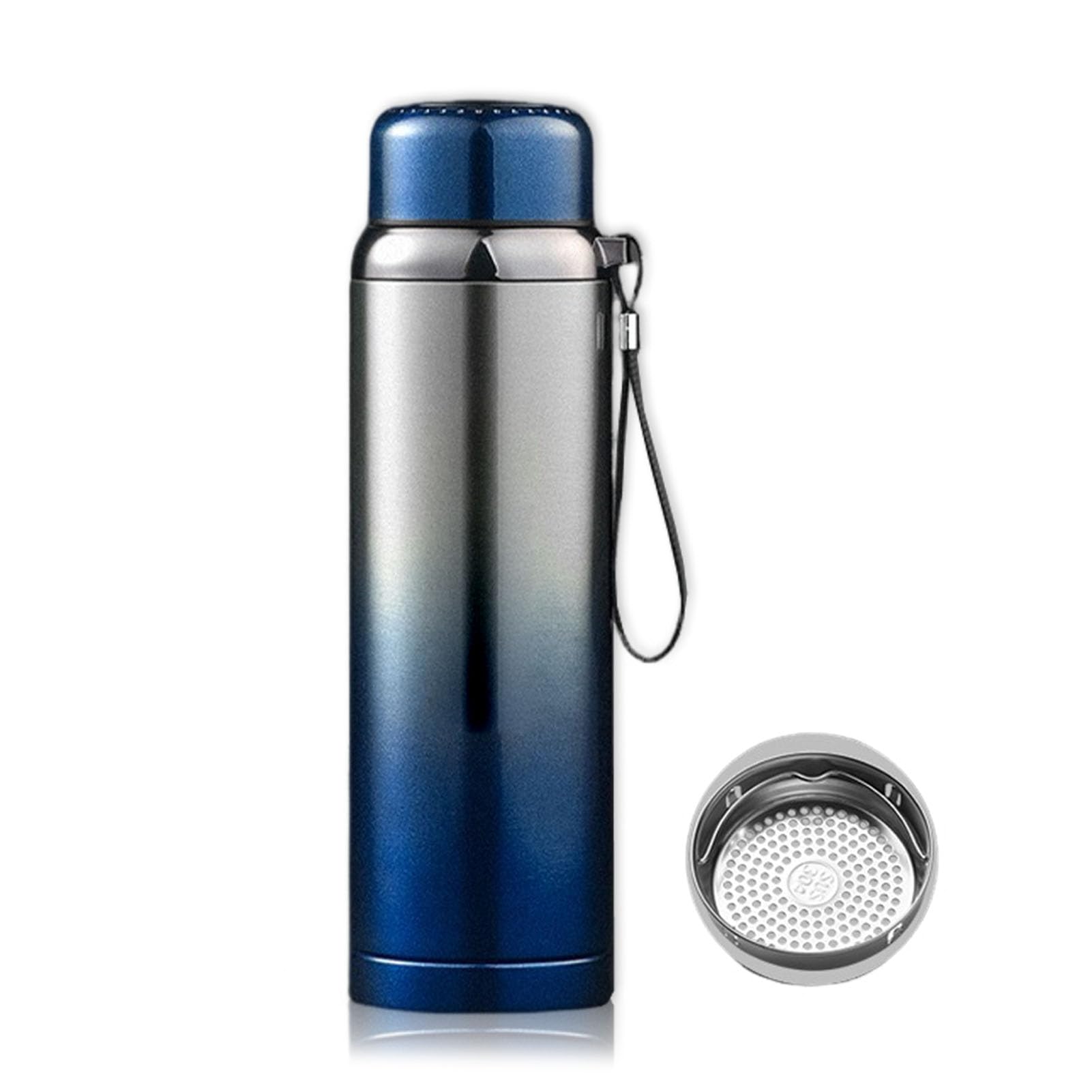 VAODO 1500ml Insulated vacuum Thermo Bottle, Stainless Steel Thermos Cup, with Filter, for Hot Drinks or Cold, Coffee Travel Mugs for Women Men, Gradient Blue