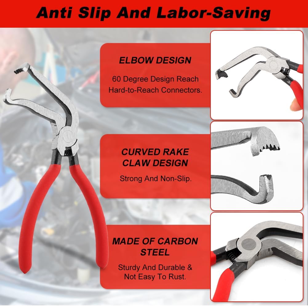 5 Pcs Electrical Disconnect Pliers with Storage Bag, Upgrade Automotive Connector Pliers, Hose Clamp, Electrical Plug Connector Disconnect Tool for Cars, Trucks, SUVs