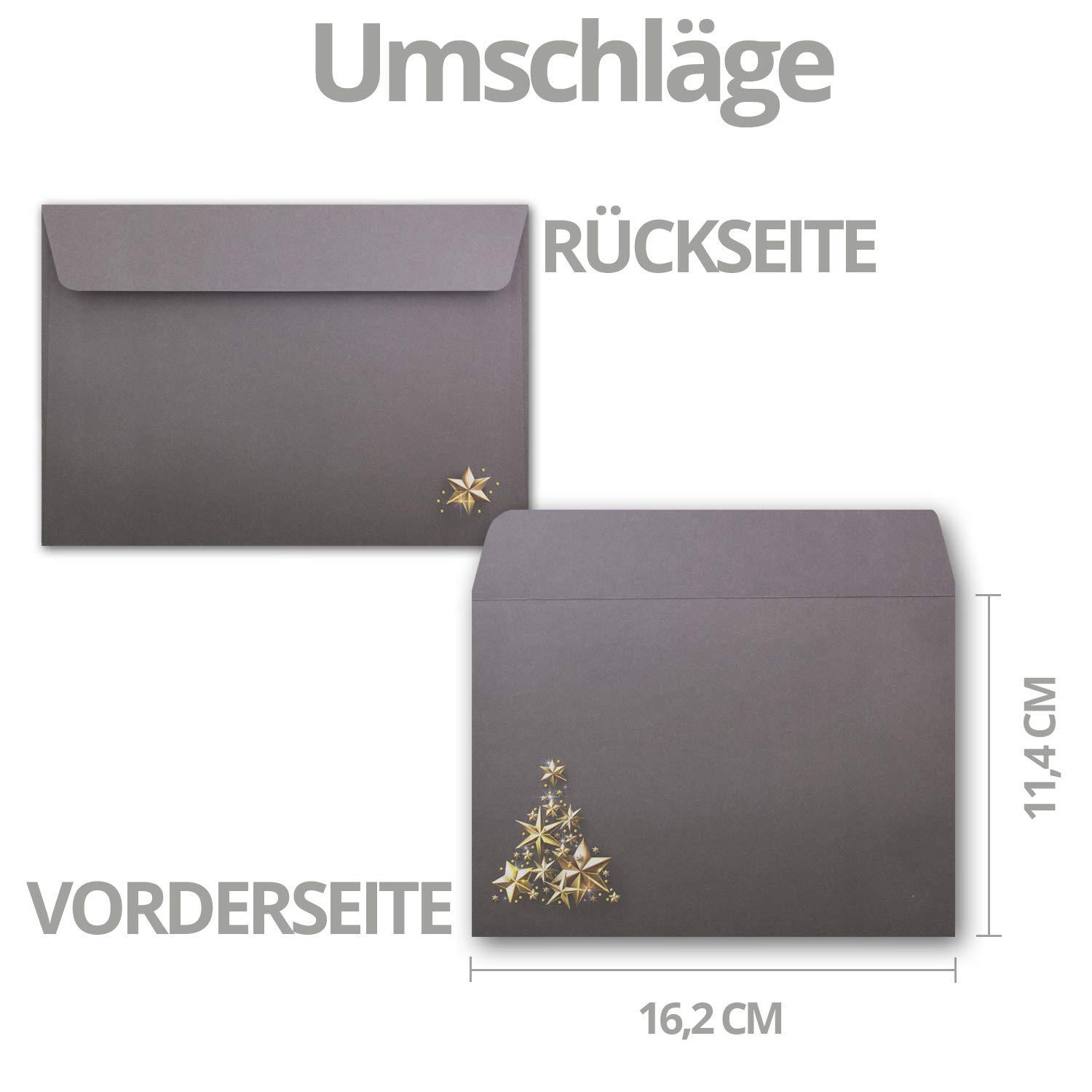 Set 50 Biglietti Di Natale DIN A6 Con Albero E Stelle Dorate – Gustav Neuser® Con Buste