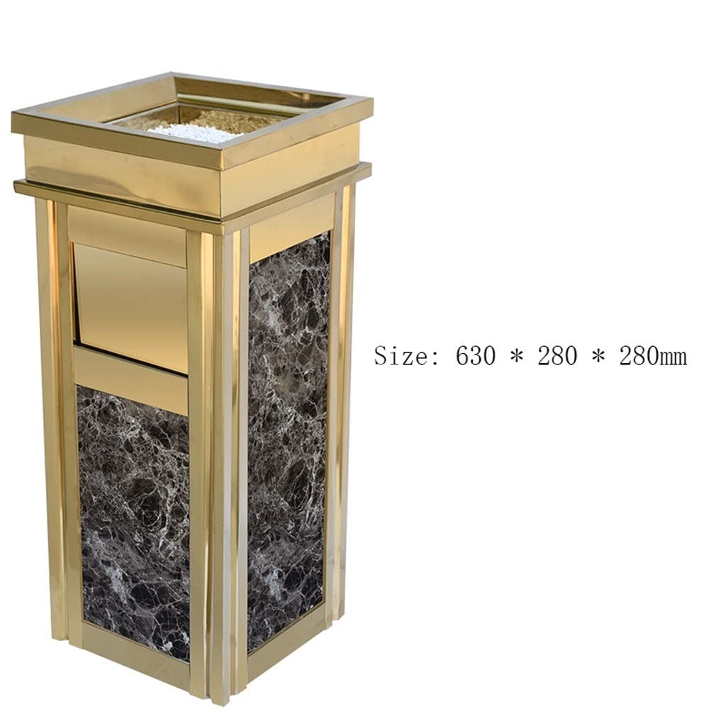 Cubo De Basura Con Cenicero De Acero Inoxidable - Para Interior Y Exterior, Extraíble, Gran Capacidad, Base Pesada Y Estable