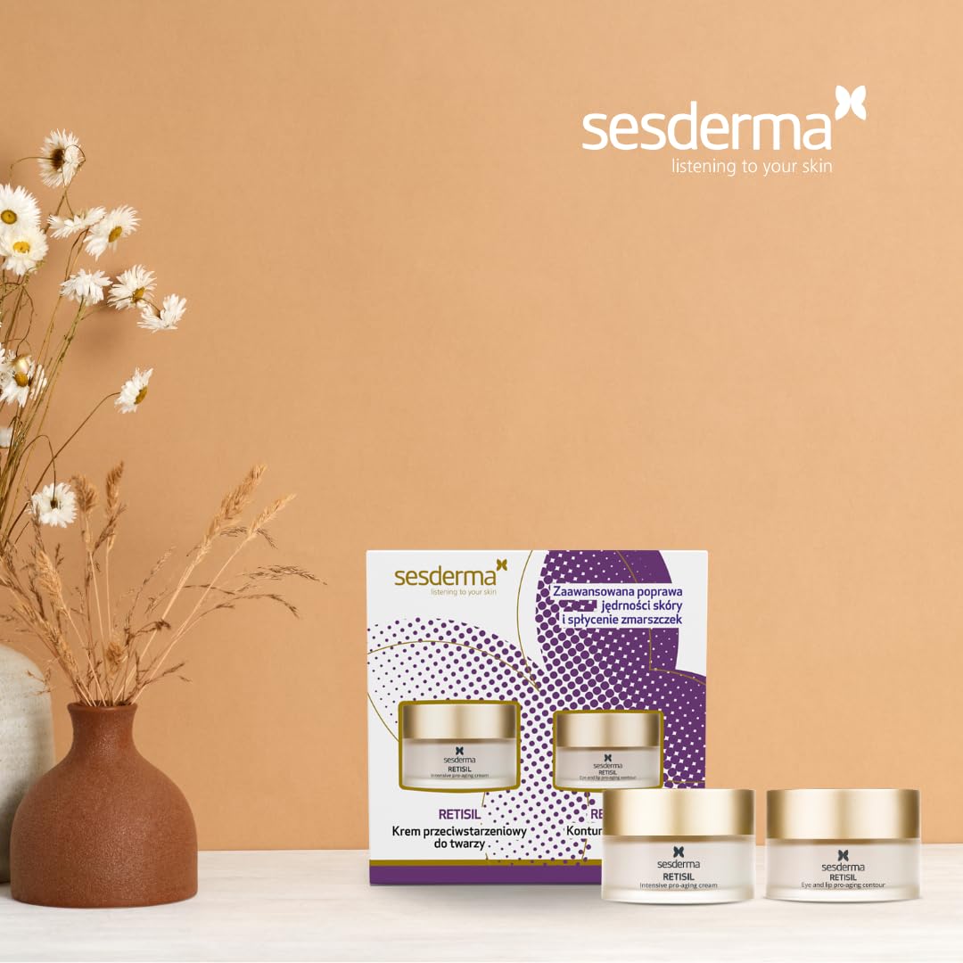 Sesderma RETISIL Geschenkset - Anti-Aging Gesichtscreme 50 ml + Augen- & Lippenkontur 30 ml - Mit Retinoid HPR, Hyaluronsäure & Wachstumsfaktoren - Regenerierende Pflege gegen Falten