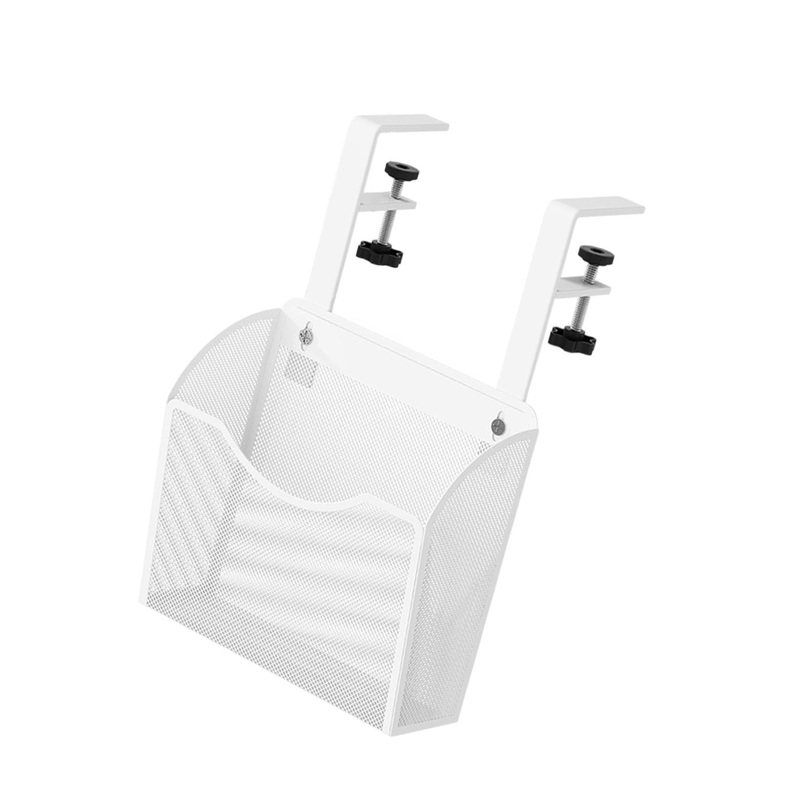 Qianly Soporte de Almacenamiento para debajo de La Mesa, Organizador Colgante de Escritorio, Organizador de con Abrazadera para Escritorio, Organi, Blanco