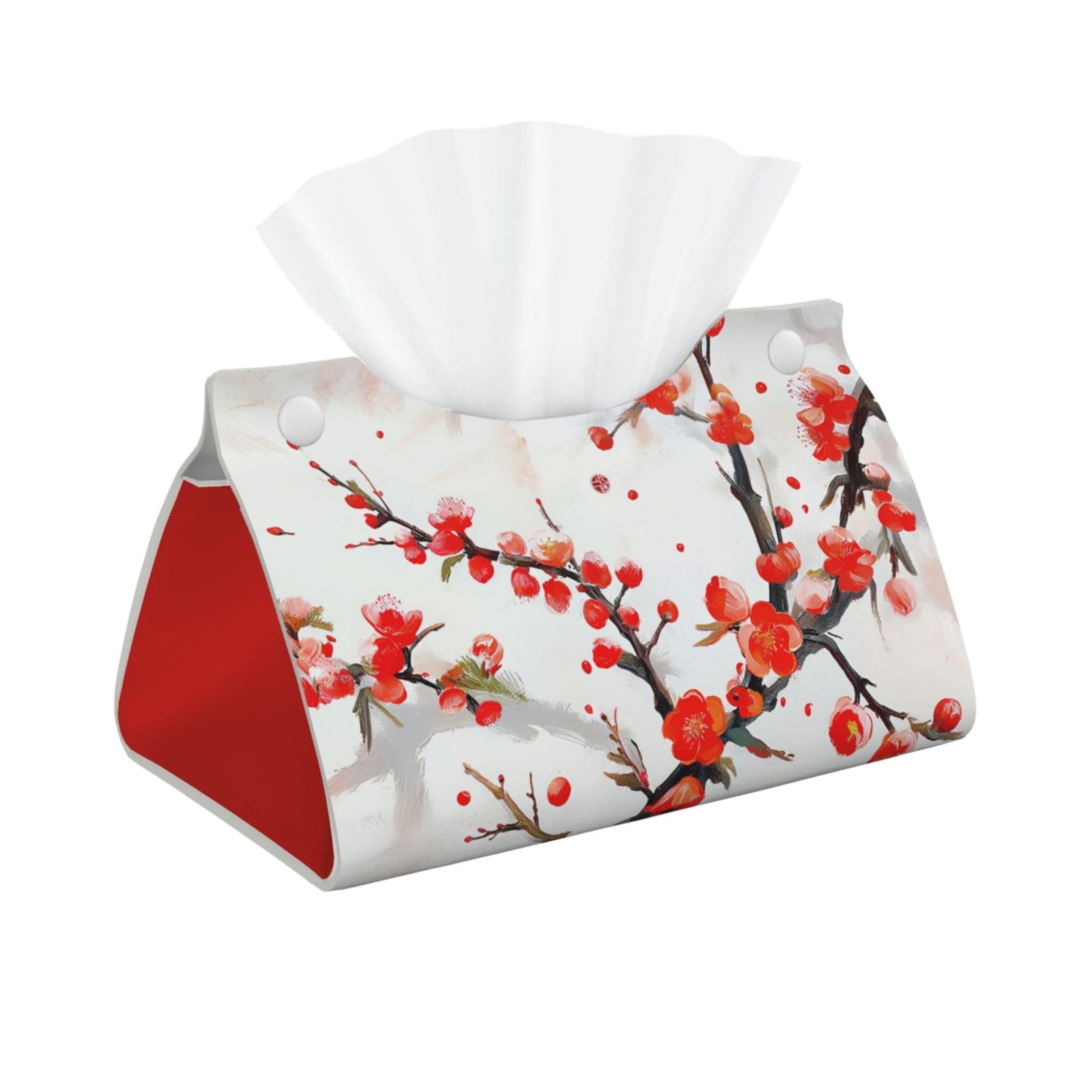 Retro Flowers Pattern Modern Classic Colorful Flowers Soft PVC Long Tissue Box Cover Facial Tissue Holder (Happiness Aricot Blossom)