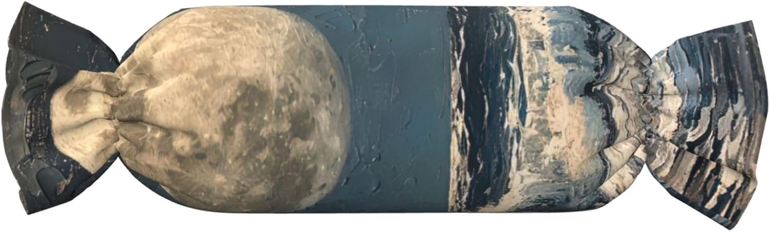Moon and Sea Print Candy Cylindrical Comfortable Pillow Throw Pillows Home Decor Easy Maintenance