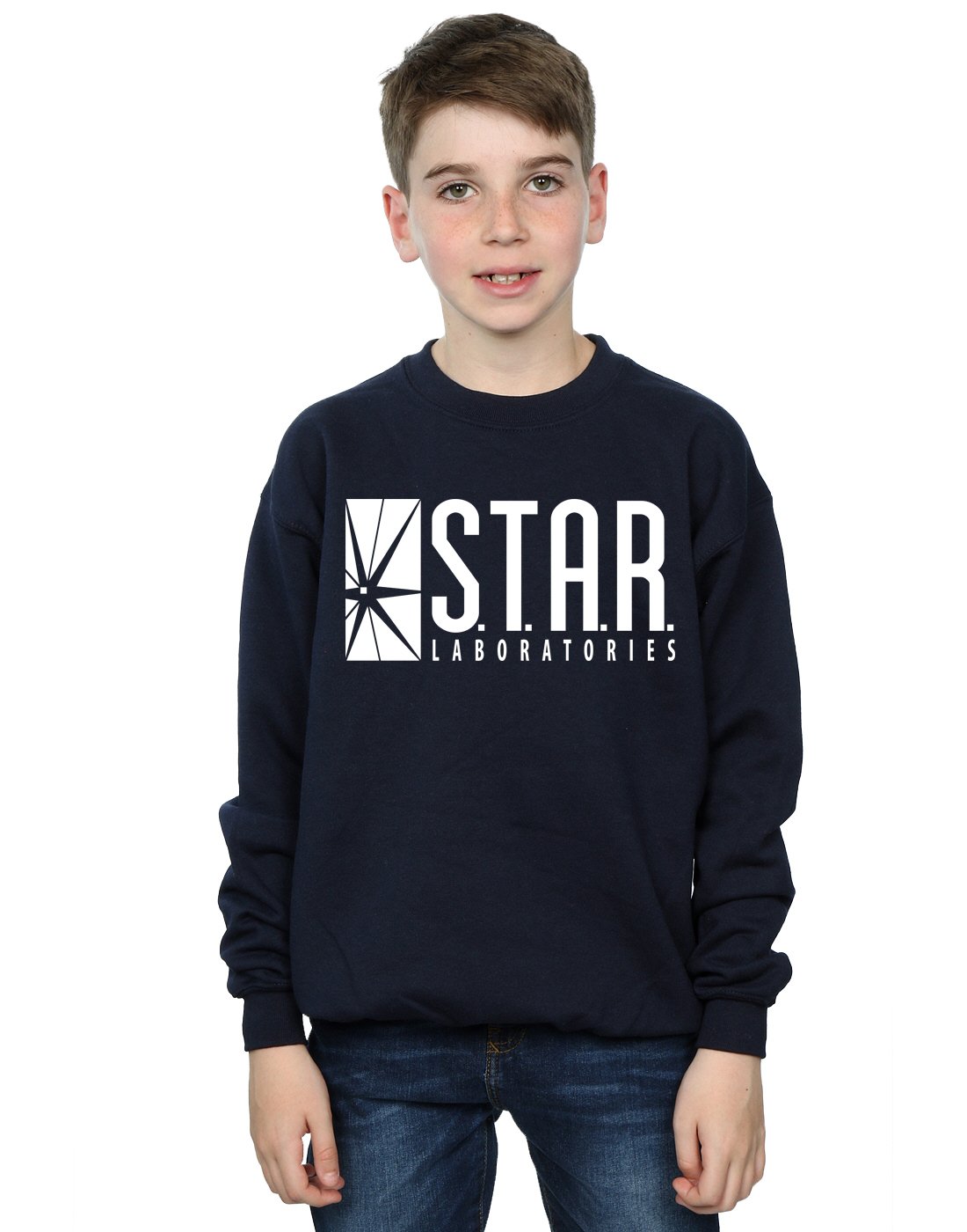 DC Comics Boys The Flash Star Labs Sweatshirt 7-8 Years Navy Blue
