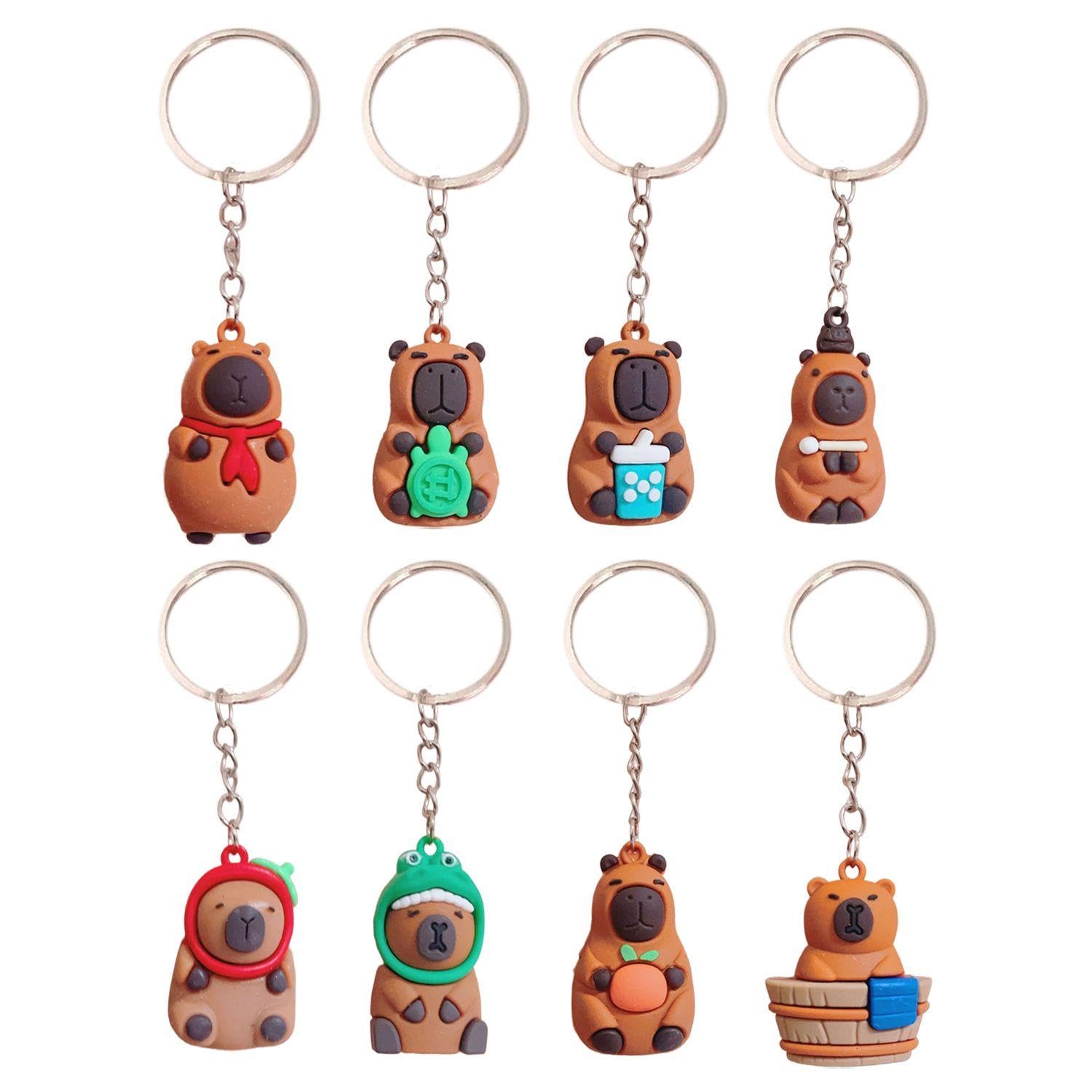 WUFGWBD 8 Pieces Of Capybara Keychain, Silicone Capibara Pendant, Cute, Soft And Durable, S.