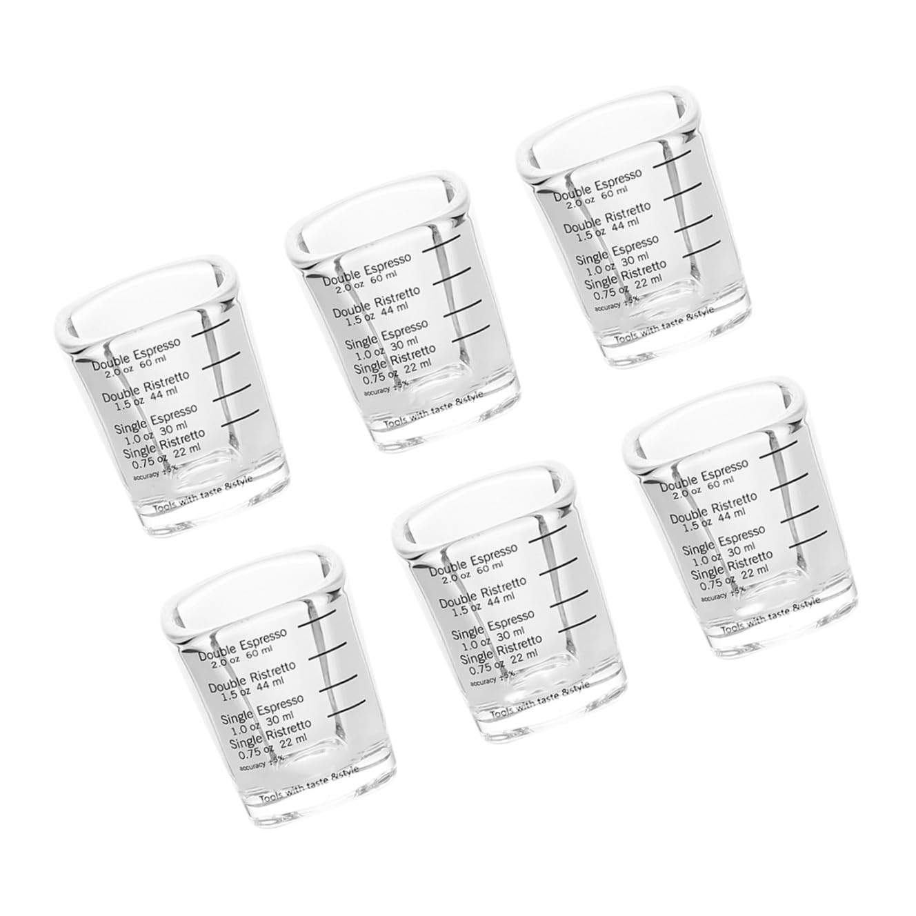 6 Stück Espressotassen aus Glas mit Skalenmarkierung 60ml Temperaturbeständig für Kaffeezubehör und Zuhause