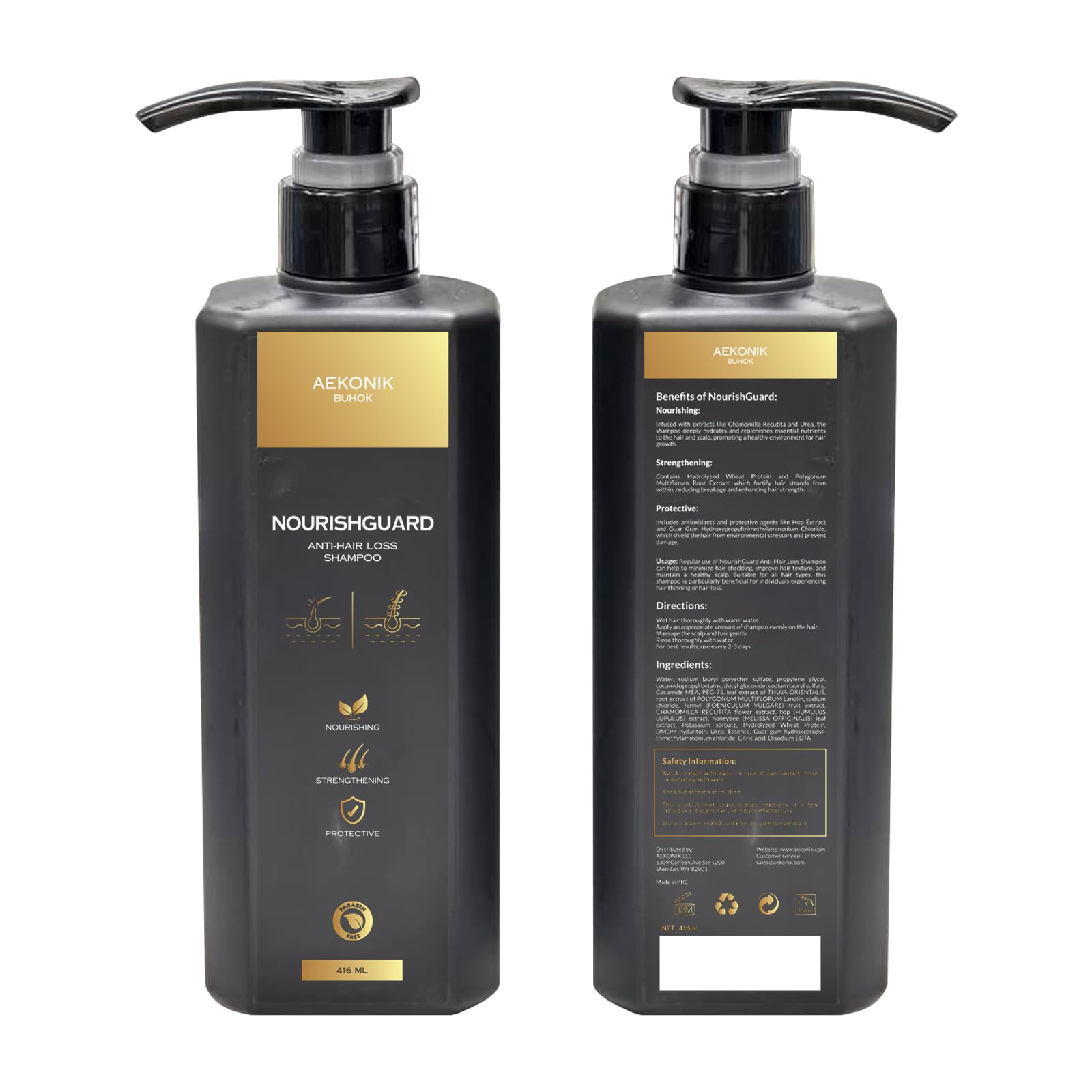 AEKONIK BUHOK NourishGuard Anti-Hair Loss Shampoo 416ml – Paraben-Free Hair Growth & Strengthening Formula with Chamomile, Wheat Protein & Polygonum