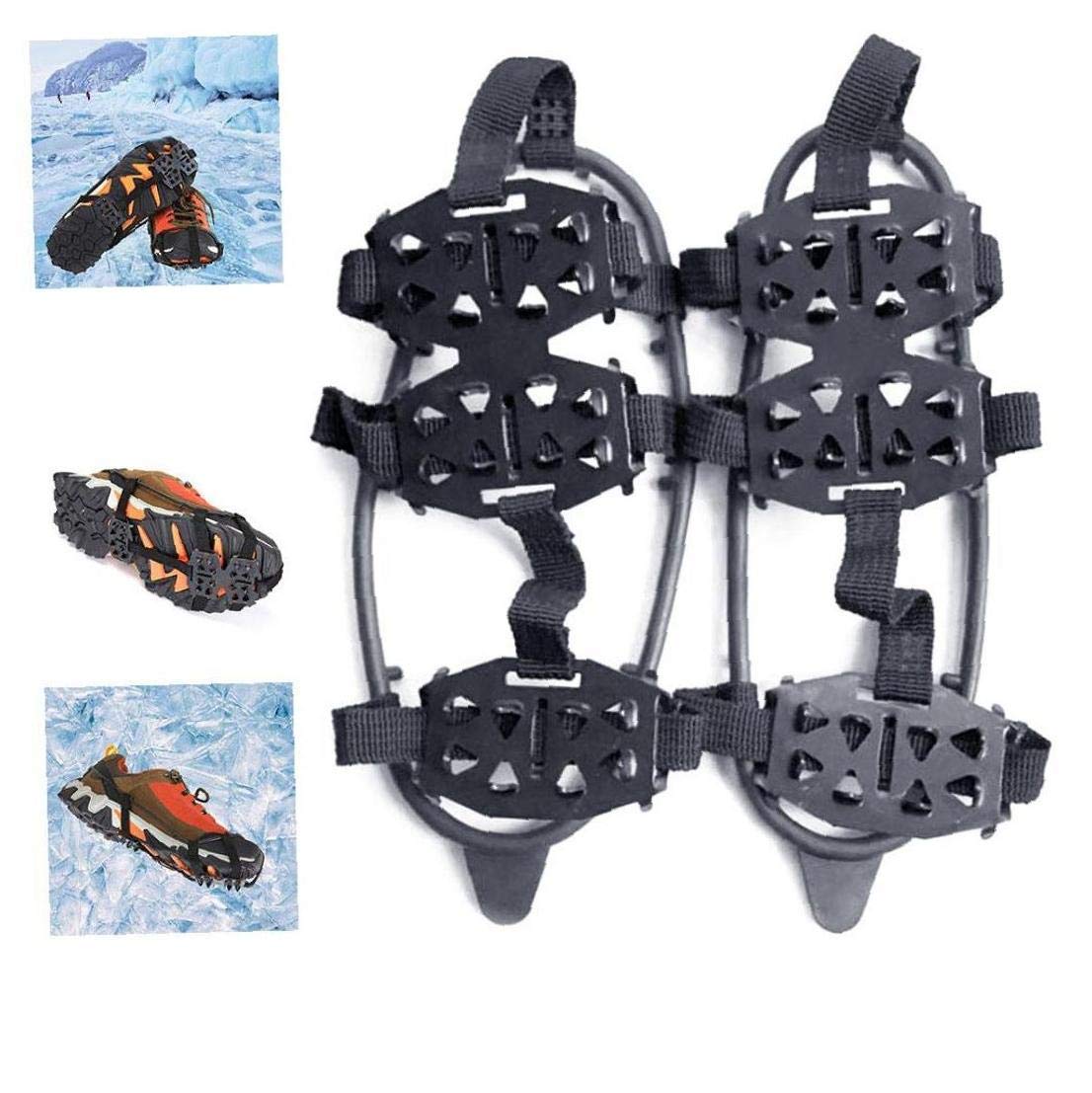 Chaussure Boot Crampons Snow Ice Traction Shoe 24 Dents Snow Antidérapant Crampons Noir M Size Couvre-Chaussures 1 Paire
