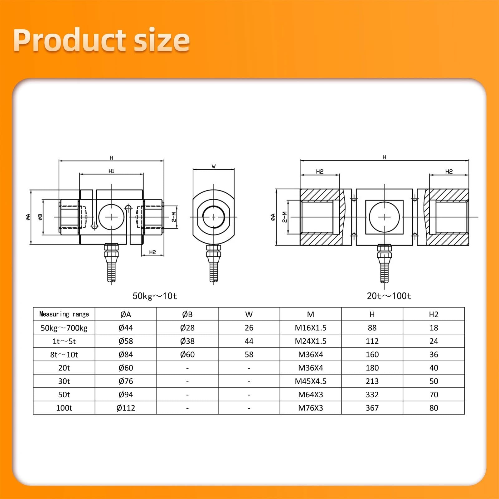 S Typ Wägezelle Säulensensor HX711 AD Modul Gewicht Elektronische Waage 200 kg-700 kg 1 t-20 t Stück(RANGE 0-20T)