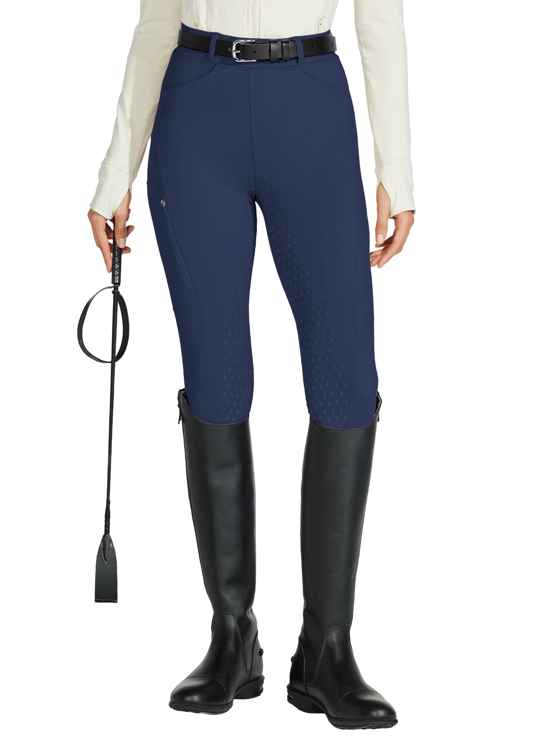 Willit Women's Horse Riding Pants Full Seat Silicone Equestrian Breeches Horseback Schooling Tights Zipper Pockets