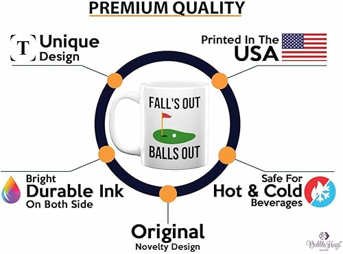 Miniatura 2 de Taza de café de golf, 11 onzas, color blanco, Fll's Out Ball's Out - Campo de golf Match Play Birdie Putt Golf Club Outoor Game Caddy