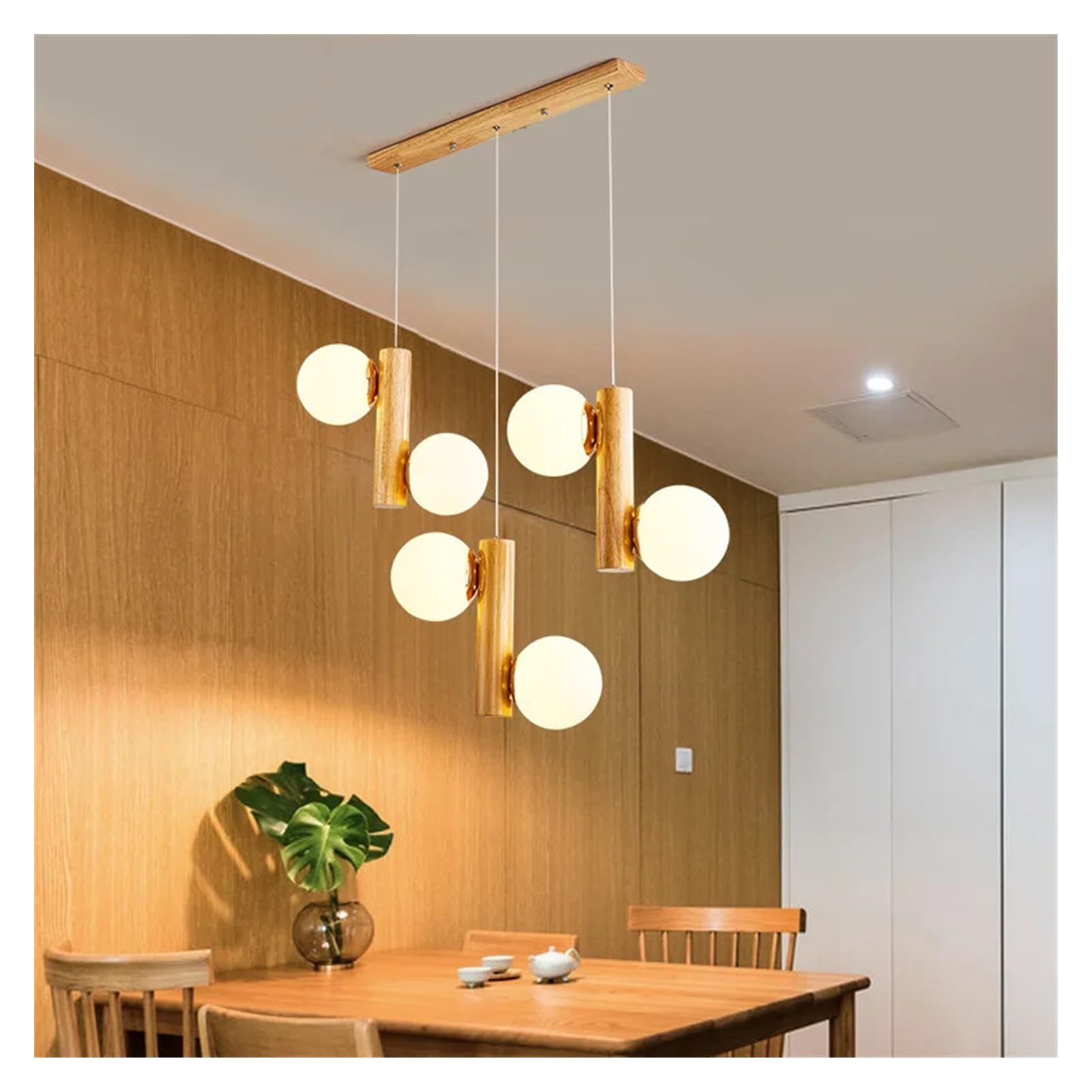 Genérico Lámpara colgante, Lámpara colgante nórdica for comedor, lámpara de madera for mesa Bar y cocina, lámparas creativas antisépticas for decoración salón dormitorio(6heads,Warm)