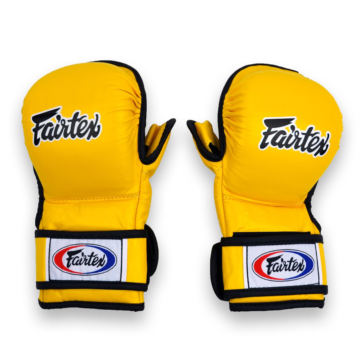 Fairtex FGV15 MMA Sparring Gloves | Double Wrist Wrap Closure | Made from Premium Quality Leather | Light Weight & Shock Absorbent (Yellow, Medium)