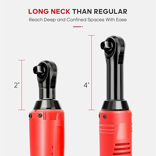 Miniatura 2 de FAHKNS Llave de trinquete inalámbrica extendida de 18 V, juego de llaves eléctricas 38 de 45 ft-lbs (60 N.m) 400 RPM de potencia, 2 baterías de