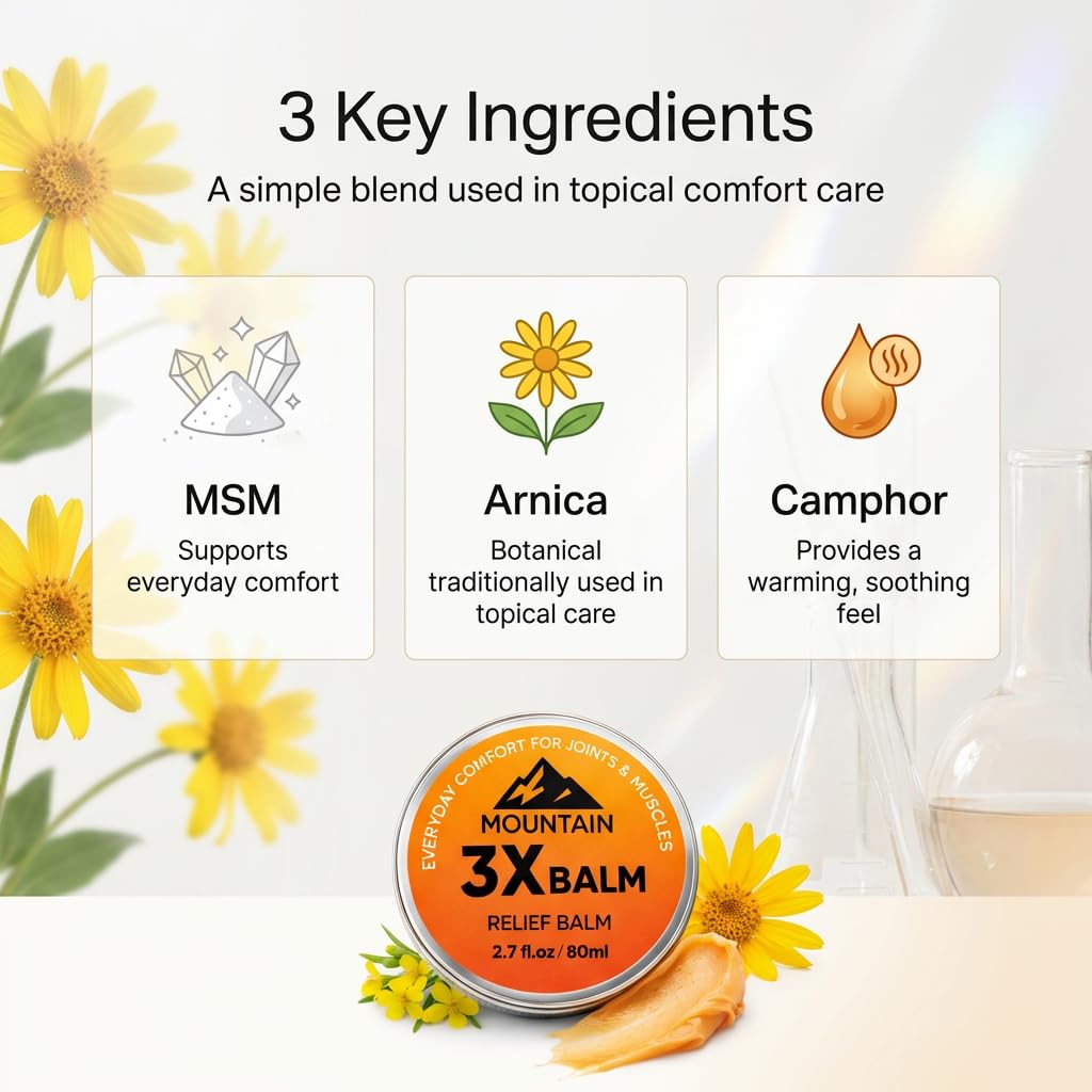 MsM Balm, Neuro 3x Balm for Knee, Foot, Back & Joint, Organic Arnica & Camphor, Non-Greasy Formula, 2.7fl oz