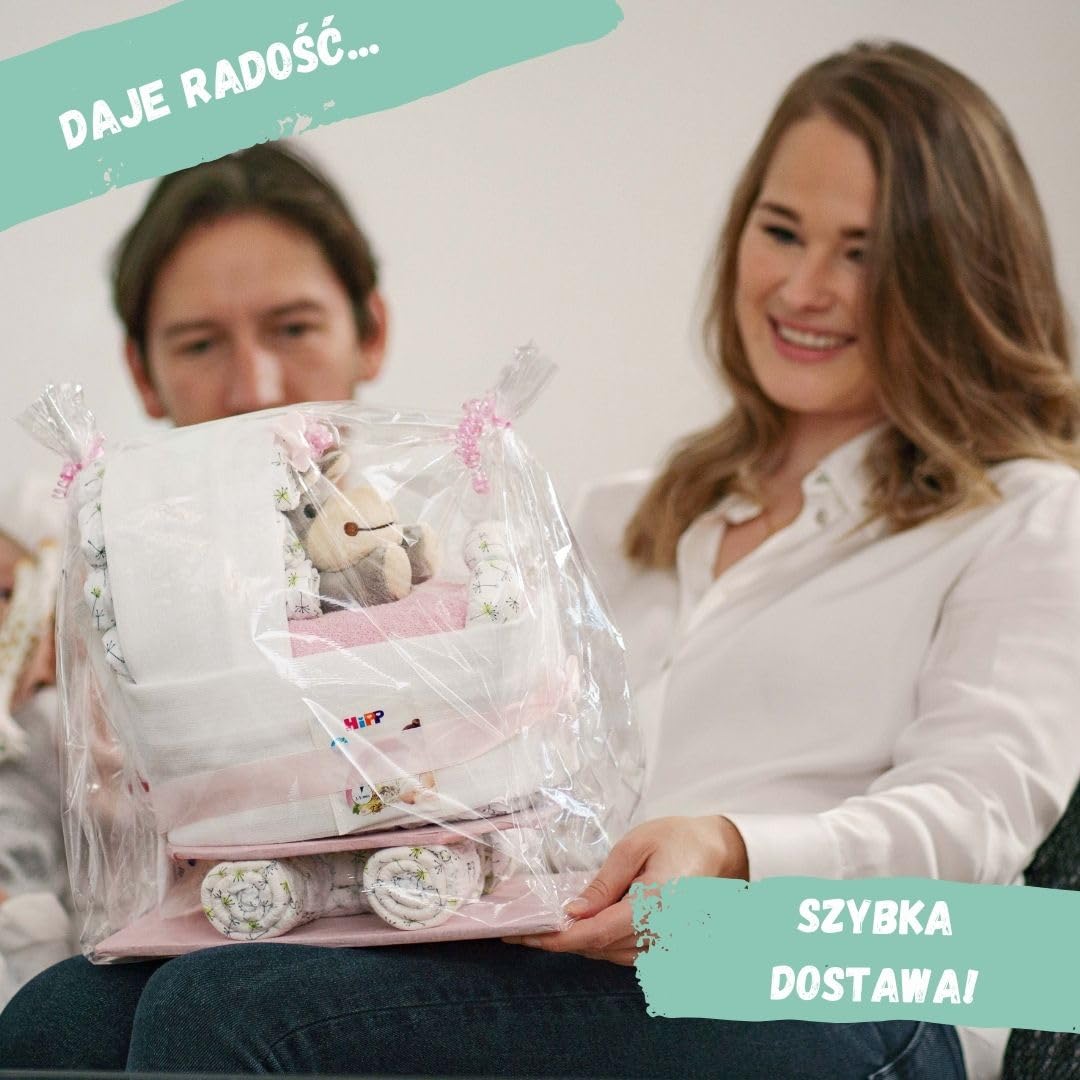 myBambini ® pieluszka tort sowa niebieska/chłopiec - prezent na baby shower dla noworodka - skarpetki niemowlęce pierwsze wyposażenie 0 miesięcy chusteczki nawilżane dla noworodków -...